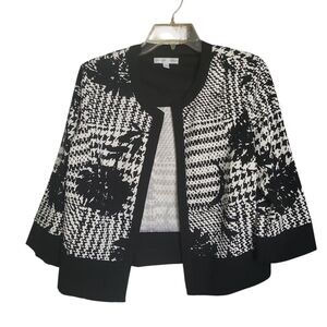 Sandra Darren Black and White Houndstooth Blazer